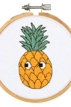 Nuovo Arrivo Kit per ricamo a punto croce con tamburo - Ananas - Vervaco