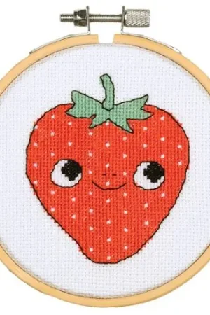 Kit per ricamo a punto croce con tamburo - Fragola - Vervaco Solo Oggi