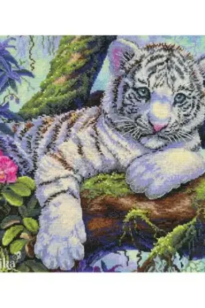 kit ricamo a punto croce - Tigre bianco - Merejka Popolare