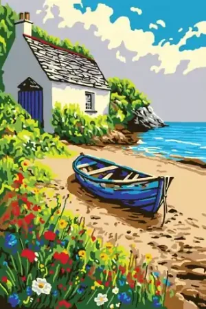 Canovaccio antico - Barca sulla spiaggia - Gobelin. L Prezzo Ridotto