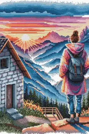 kit ricamo a punto croce - L'alba sulla montagna - Ava Di Tendenza