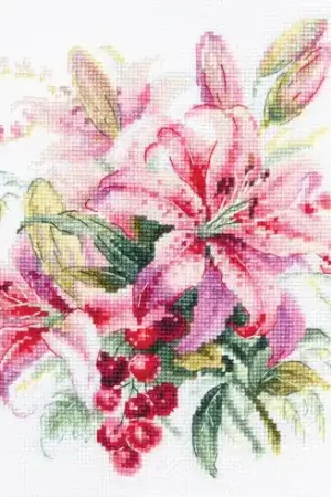 kit ricamo a punto croce - Gigli rosa - Magic Needle Compra Adesso