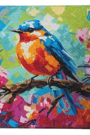 Reso Gratuito Kit ricamo diamante su telaio - Robin in spring - Crystal Art D.I.Y