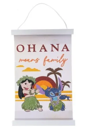 Banner a diamante - Ohana significa famiglia - Crystal Art D.I.Y A Buon Prezzo
