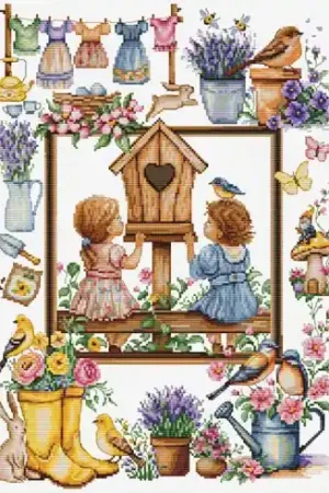 Spedizione Gratuita kit ricamo a punto croce - Giardino di primavera - Luca-S