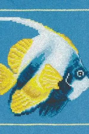 Consegna Rapida kit ricamo a punto croce - Pesce d'angolo giallo - Lanarte