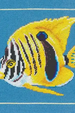 Professionale kit ricamo a punto croce - Pesce zebra giallo - Lanarte