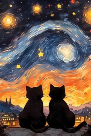 Compra Adesso Kit ricamo diamante - Storia d'amore felina - Wizardi