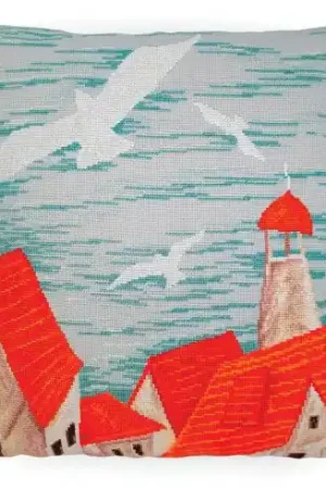 kit ricamo a punto croce - Gabbiani sul mare - Le case - RTO Consegna Rapida