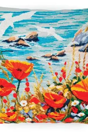 Nuova Collezione kit ricamo a punto croce - Gabbiani sul mare - Fiori - RTO