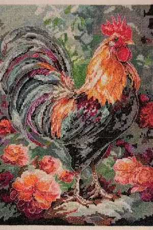 Offerta Lampo kit ricamo a punto croce - Un gallo nel cortile - Abris Art