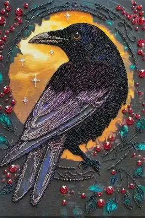 Kit di ricamo con perline - corvo - Abris Art Novità