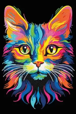 Kit ricamo diamante - Gatto al neon - Diamond Dotz Occasione Imperdibile