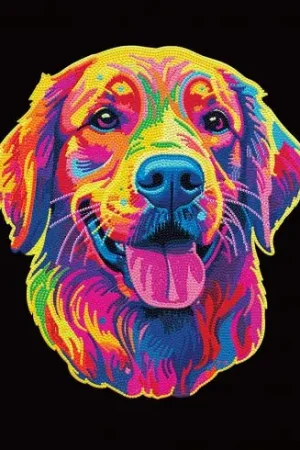 Compra Oggi Stesso Kit ricamo diamante - Neon Golden Retriever - Diamond Dotz
