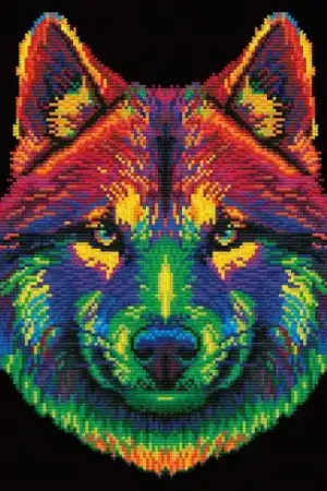 Ultime Pezzi Kit ricamo diamante - Lupo al neon - Diamond Dotz