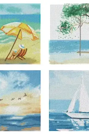 Ultime Pezzi Kit ricamo diamante - 4 disegni "Giorni d'estate" - Diamond Dotz