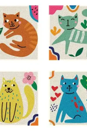 Kit ricamo diamante - 4 disegni “Amo i gatti - Diamond Dotz Professionale