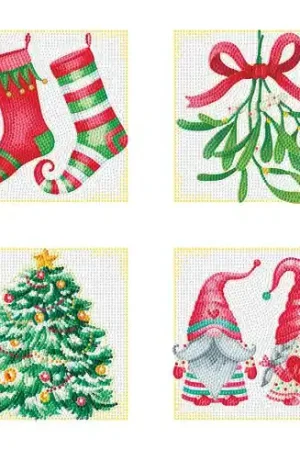 Kit ricamo diamante - 4 disegni "La gioia del Natale" - Diamond Dotz Bestseller