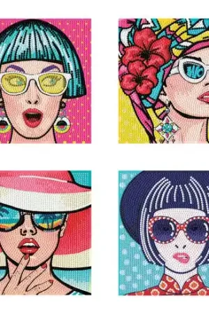 Kit ricamo diamante - 4 disegni "donne" - Diamond Dotz Spedito Oggi