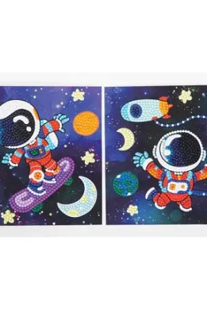 Kit di ricamo a diamante per bambini - Divertimento nello spazio - 2 disegni - Dotzies Consegna Rapida