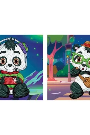 Popolare Kit di ricamo a diamante per bambini - Piccoli panda - 2 disegni - Dotzies