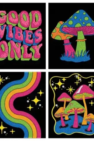 Economico Kit ricamo diamante - 4 disegni Buone vibrazioni - Dotzies