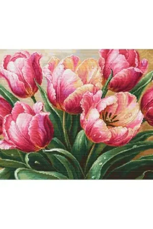 Economico kit ricamo a punto croce - Tulipani eleganti - Luca-S