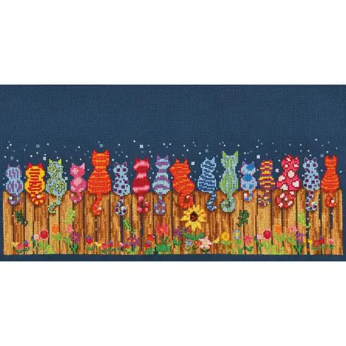 Prezzo Basso kit ricamo a punto croce - Gatti sulla recinzione - Vervaco