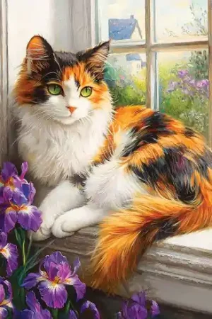 Kit ricamo diamante su telaio - Gatto alla finestra - Art City Popolare