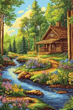 Prezzo Scontato Kit ricamo diamante su telaio - Ruscello della foresta - Art City