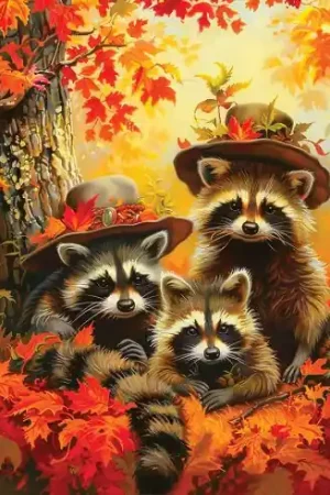 Kit ricamo diamante su telaio - Trio di procioni - Art City Prezzo Conveniente