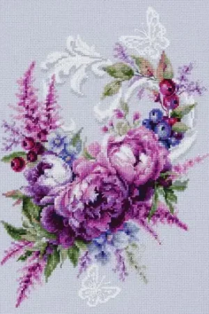 Reso Gratuito kit ricamo a punto croce - Peonie di seta viola - Magic Needle