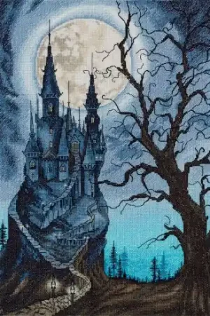 Spedito Oggi kit ricamo a punto croce - Castello infestato - Panna